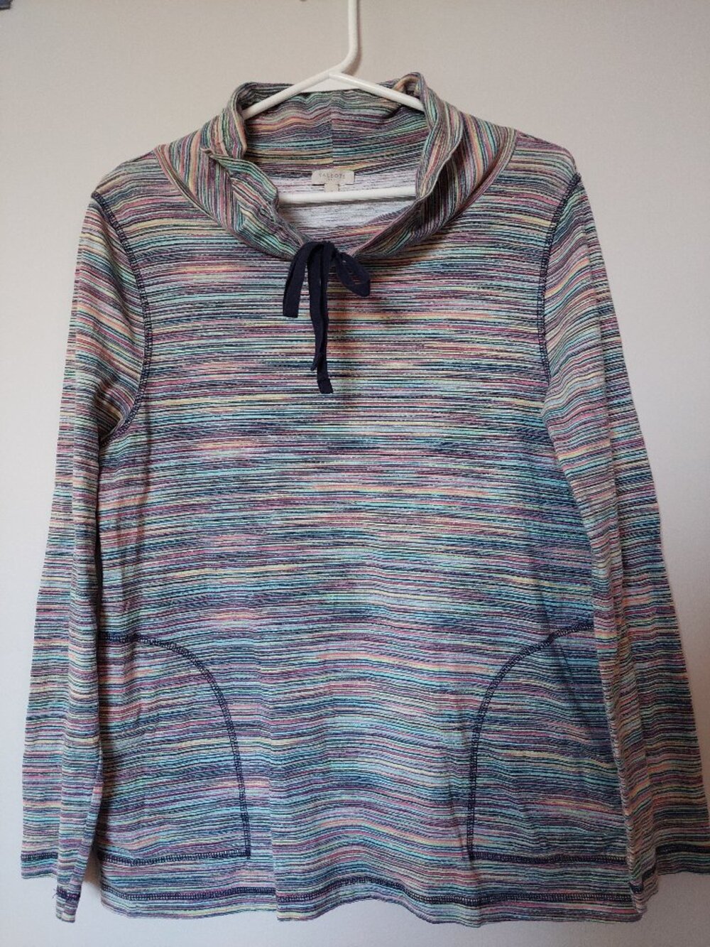 Talbots Women's S Multi-colored Striped long-sleeve cowl neck top drawstring